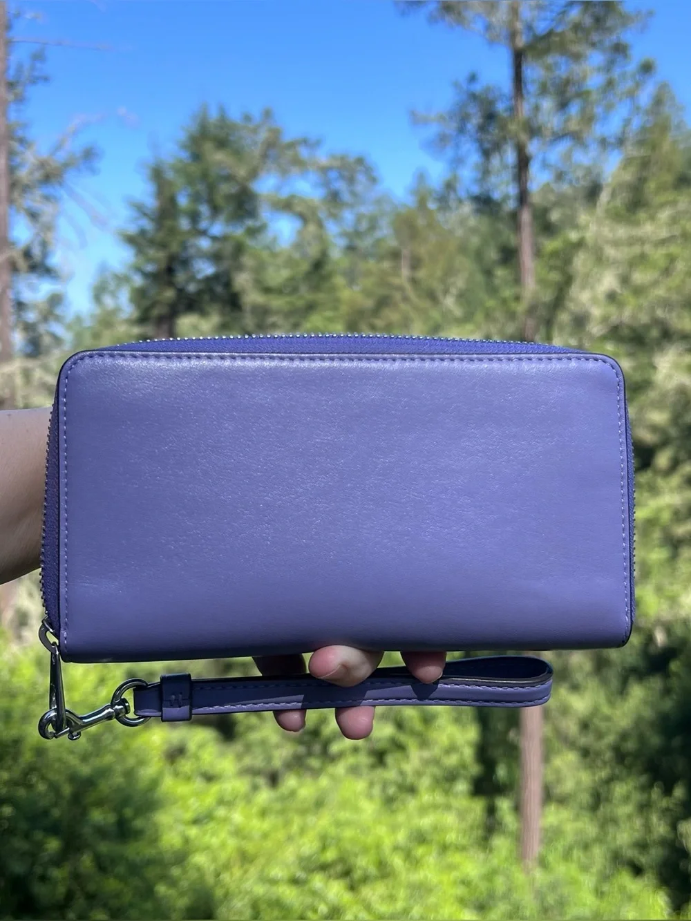 COACH Long Zip-Around Wallet Purple Smooth Leather w Silver Hardware AUTHENTIC